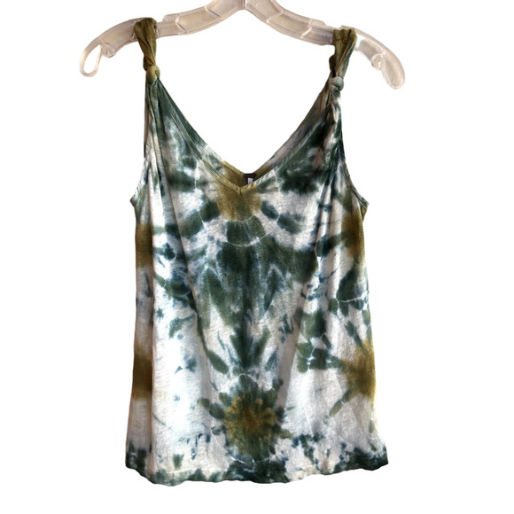 YFB Linen Tie Die Cami Top - Light and Airy -  Knotted Straps - Boho Hippie - Picture 1 of 6